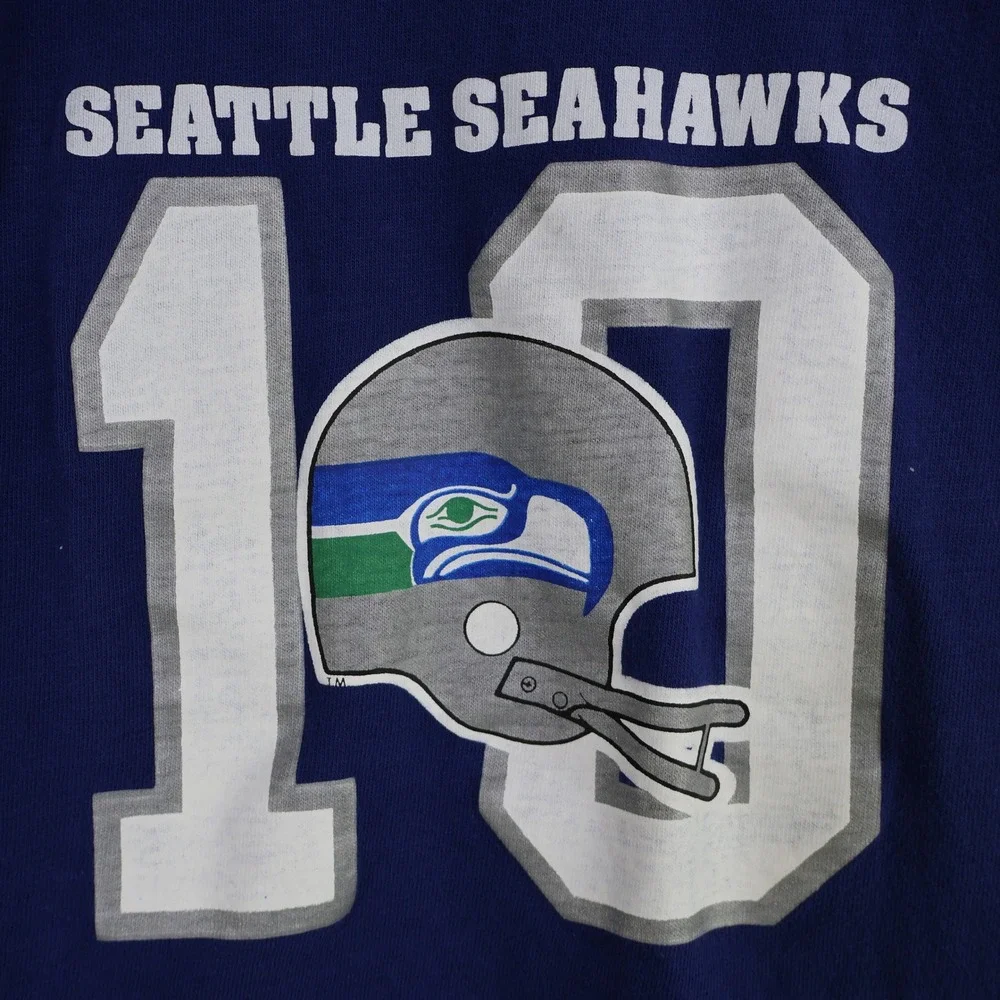 Vintage 80s Champion Seattle Seahawks T-Shirt Small Retro NFL Blue Cotton - Picture 2 of 16